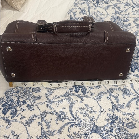 Coach Chocolate Brown Leather Tote with Gold Accents - Picture 4 of 12